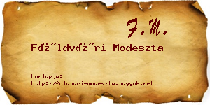 Földvári Modeszta névjegykártya